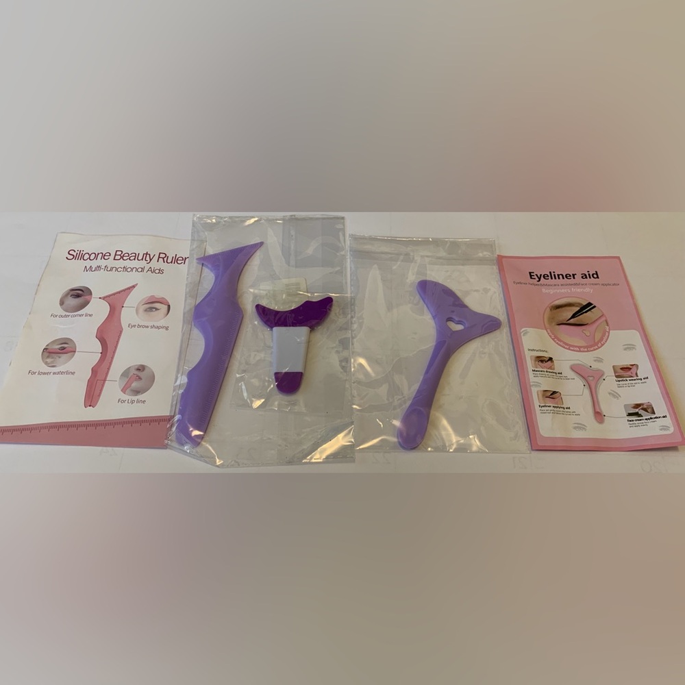 3 PCS Multifunctional Beauty Tools Eyeliner Brow Lip Guide Face Cream Applicator